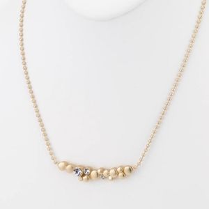 Gold-Tone Mixed Studded Bar Pendant Necklace